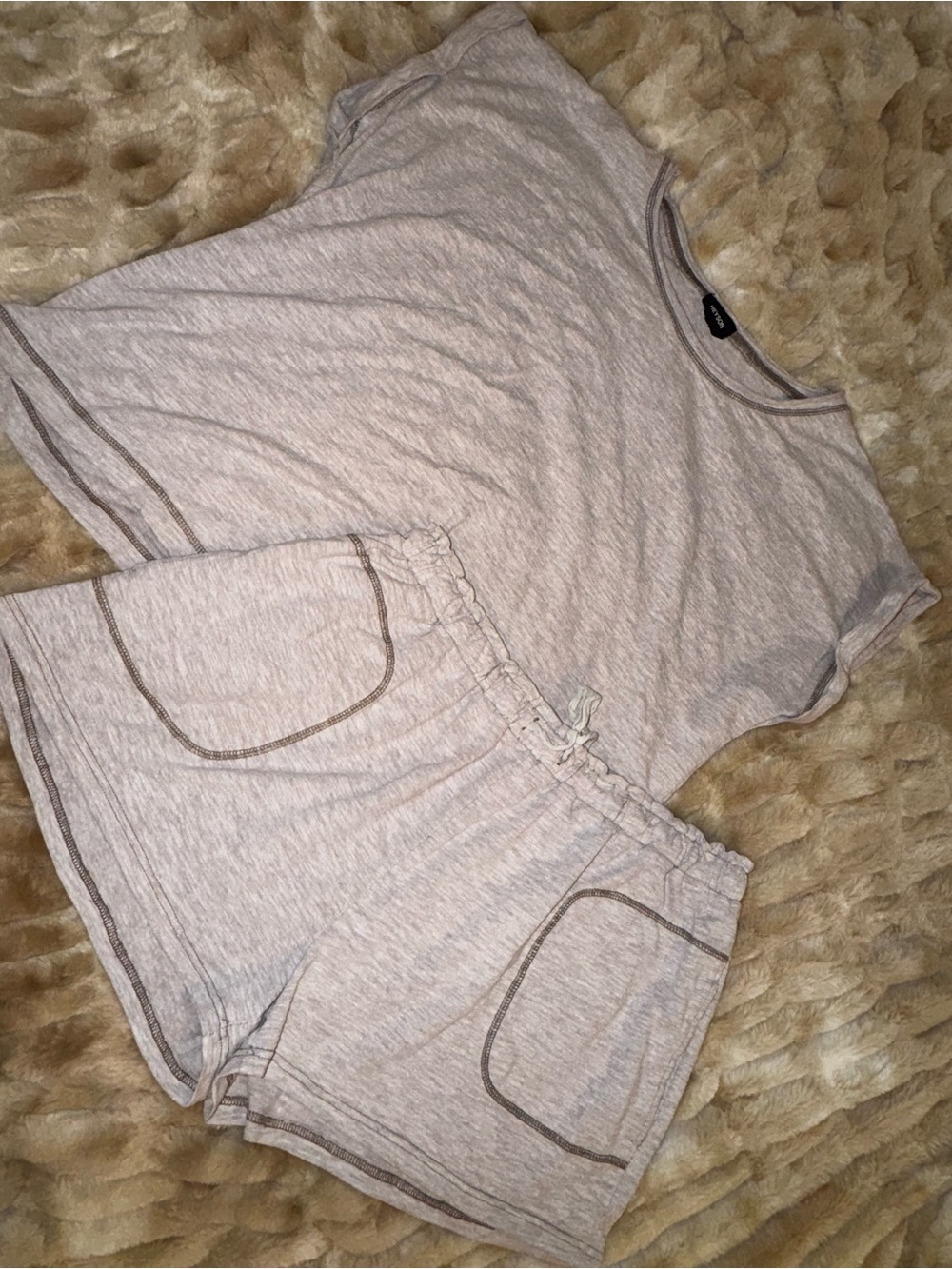 Cozy khaki Women's Lounge Short Set- Unbranded